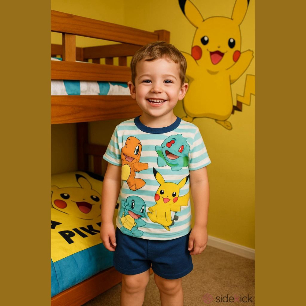 Boys Pokémon Blue White Striped Pajama Set Size 6